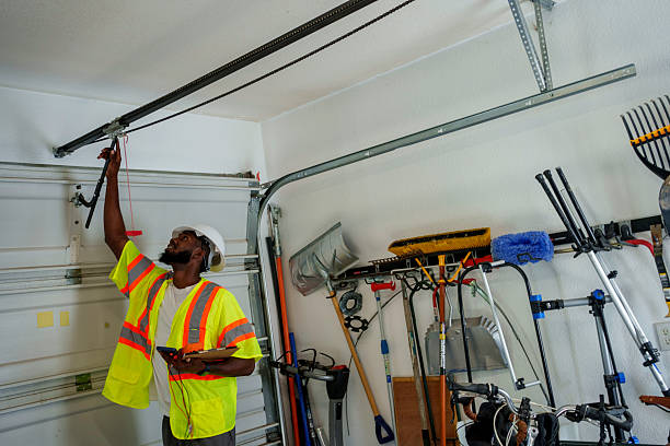 Professional Garage Door Spring Repair technician working in Ampere North, NJ